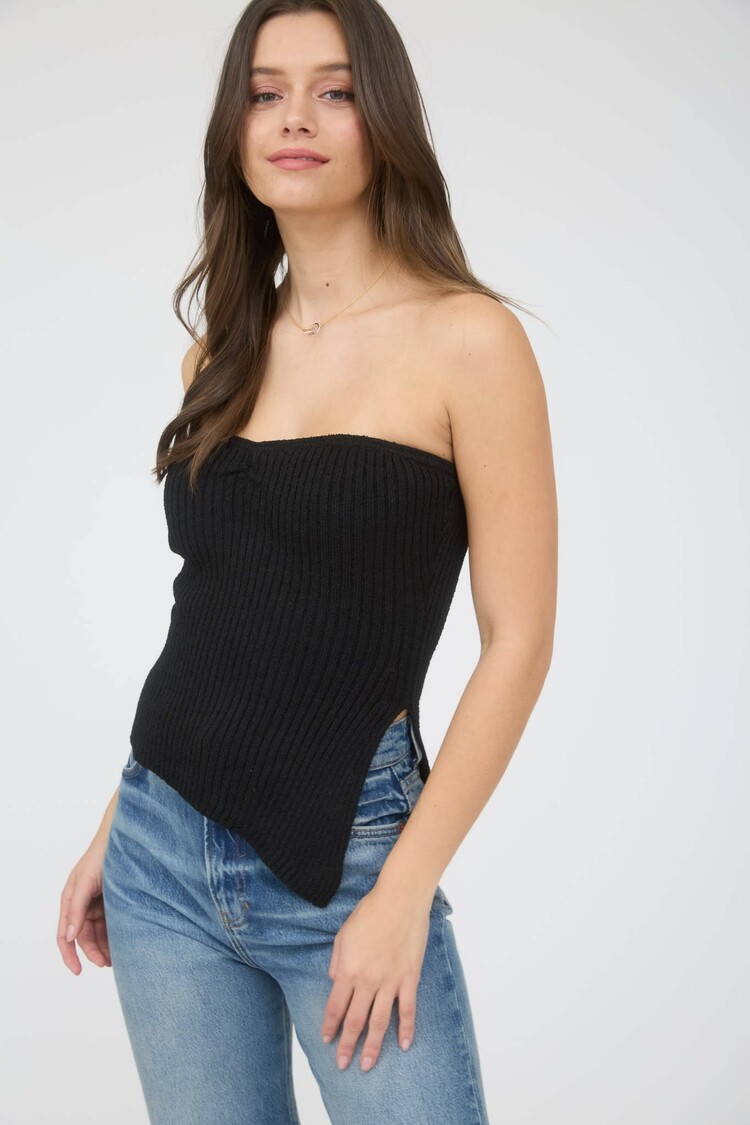 Strapless Asymmetrical Sweater Top