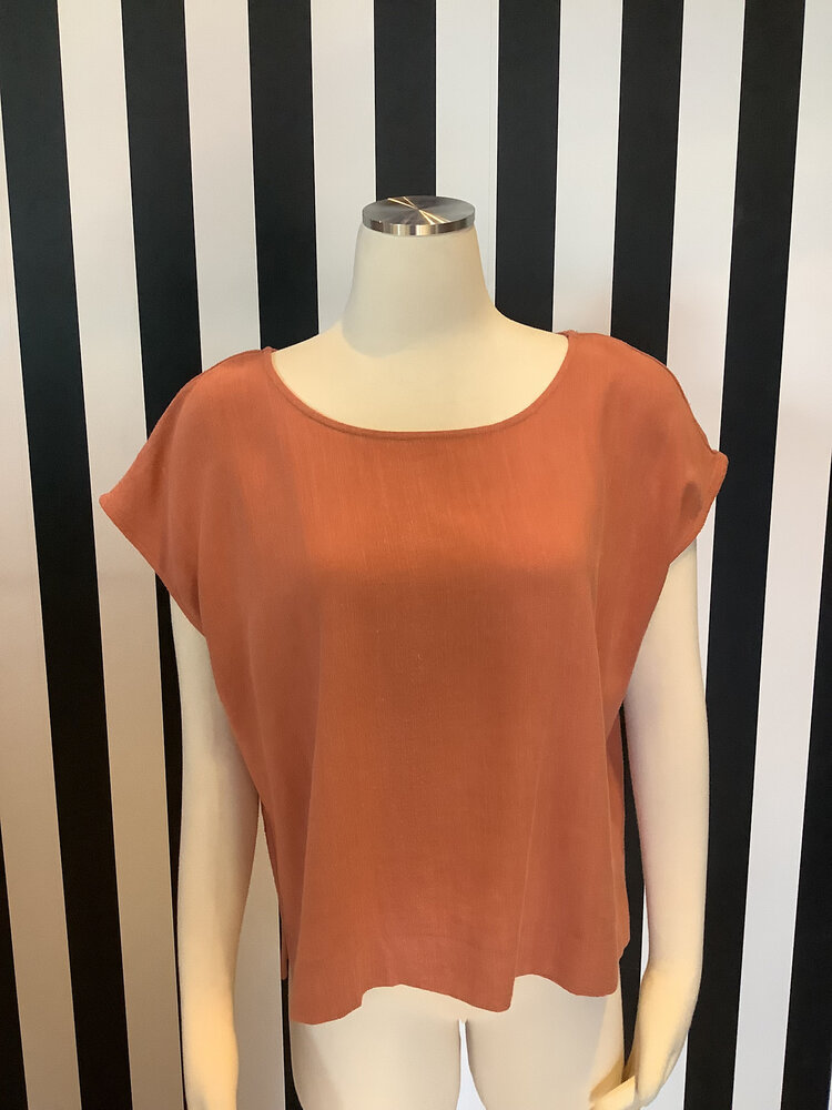 Linen Blend Short Sleeve Blouse