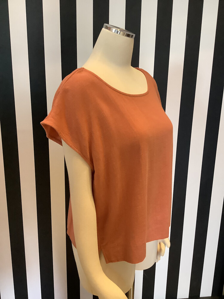 Linen Blend Short Sleeve Blouse