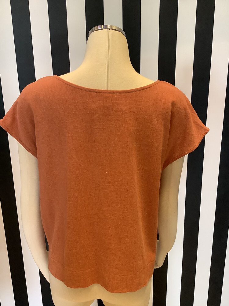 Linen Blend Short Sleeve Blouse