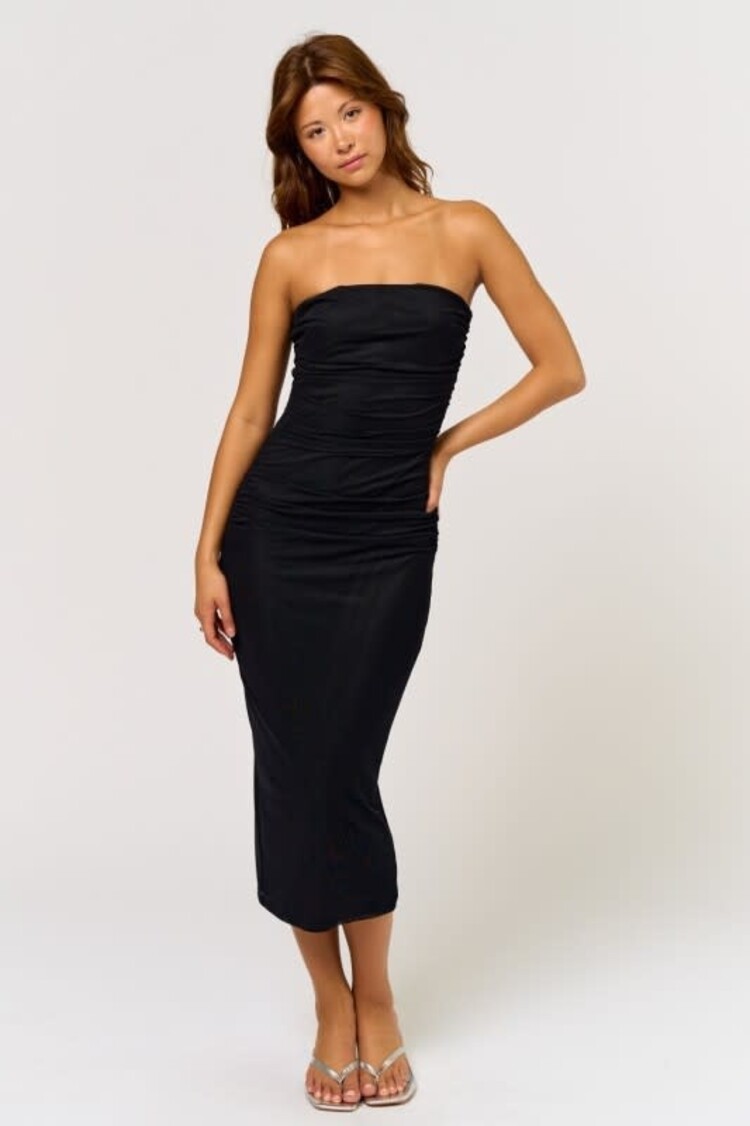 Strapless Ruched Midi Dress