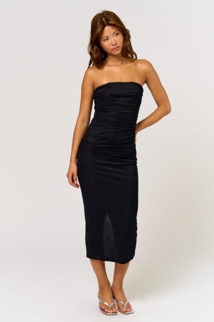 Strapless Ruched Midi Dress