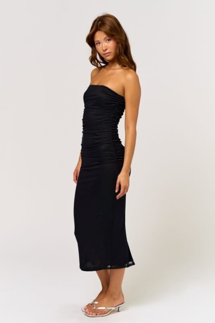 Strapless Ruched Midi Dress