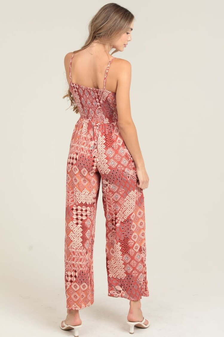 V Neck Twist Front Jumpsuit