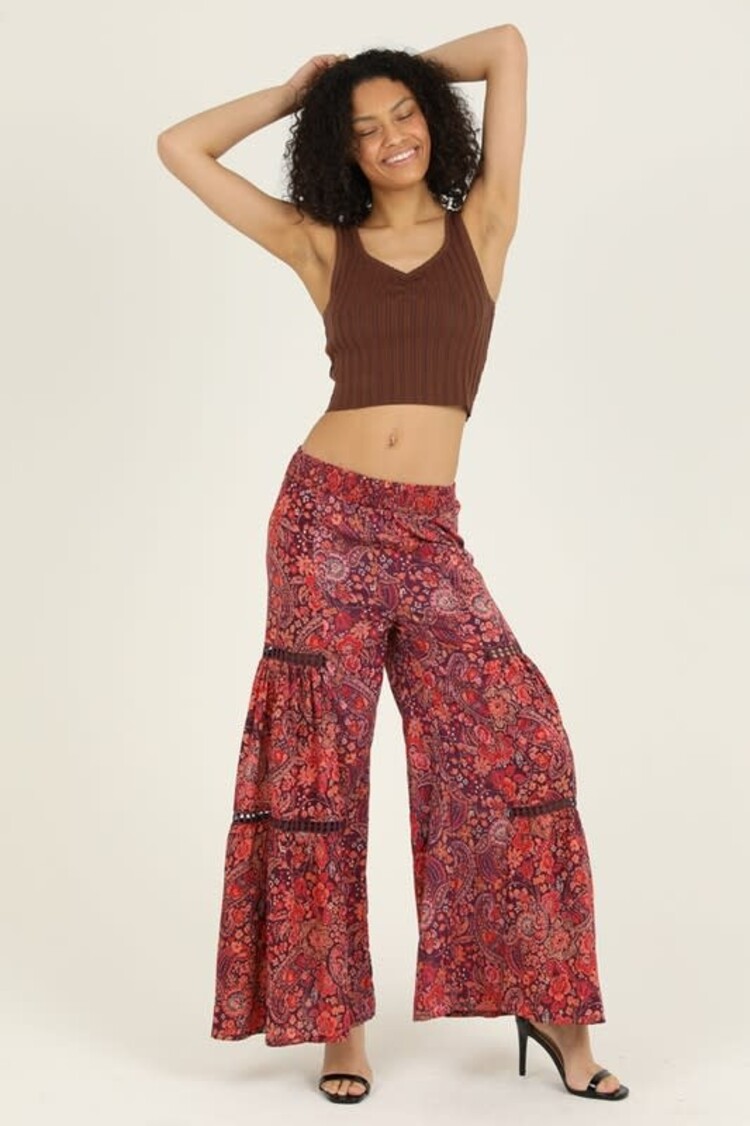 Wide Leg Paisley/Floral Pants