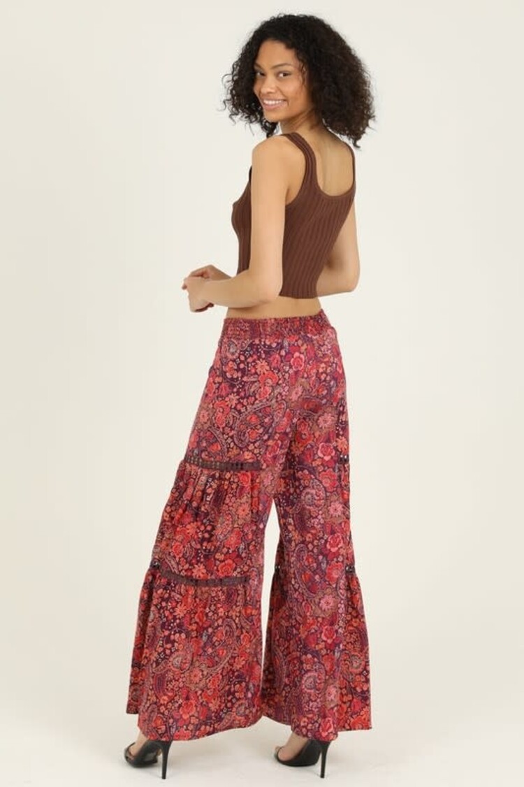 Wide Leg Paisley/Floral Pants