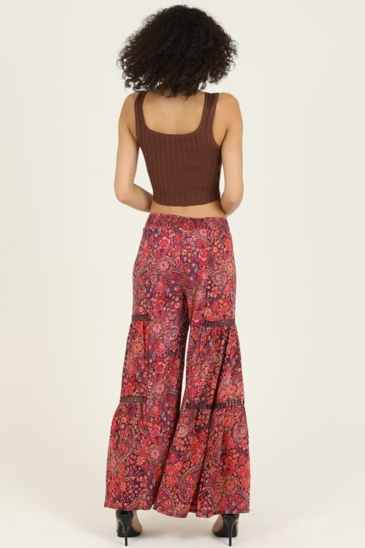 Wide Leg Paisley/Floral Pants