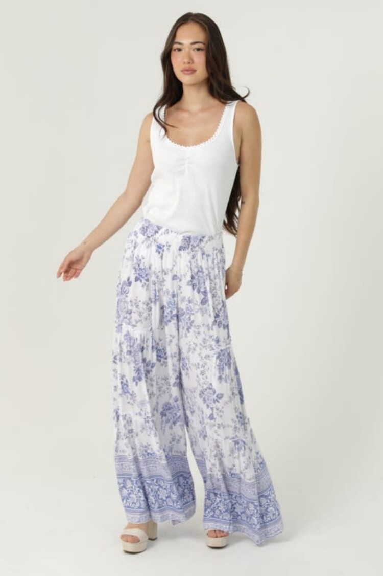 Floral Wide Leg Tiered Pants