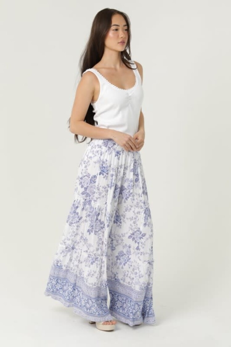 Floral Wide Leg Tiered Pants