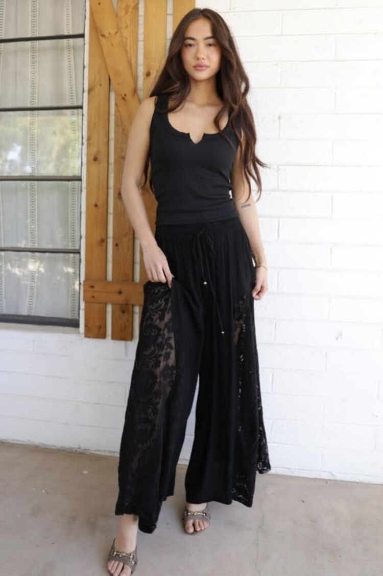 Lace Sides Wide Leg