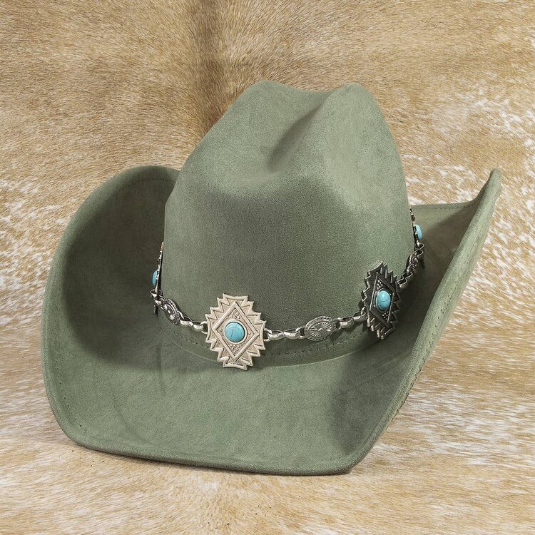 Turquoise Stud Concho Belt Cowboy Hat