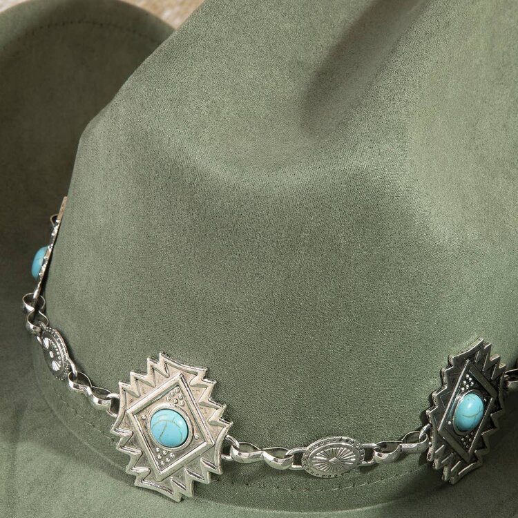 Turquoise Stud Concho Belt Cowboy Hat