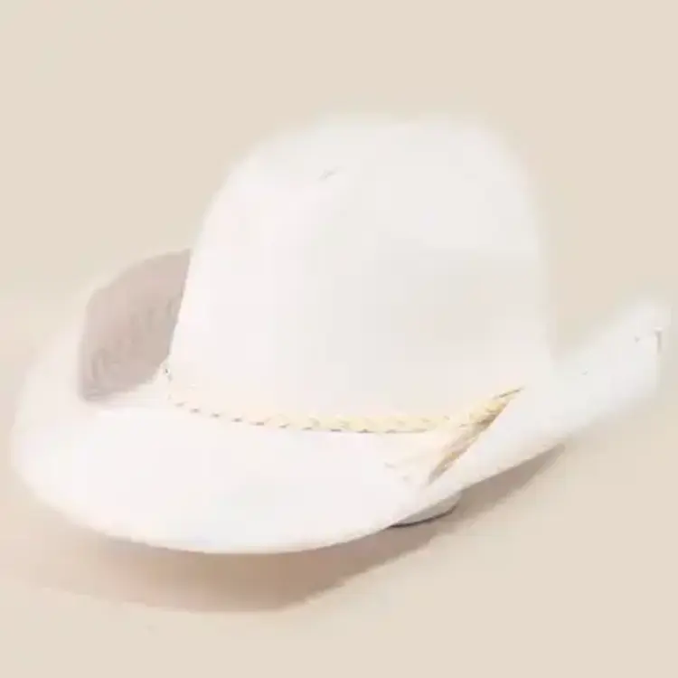 Braided Strap Embroidered  Cowboy Hat