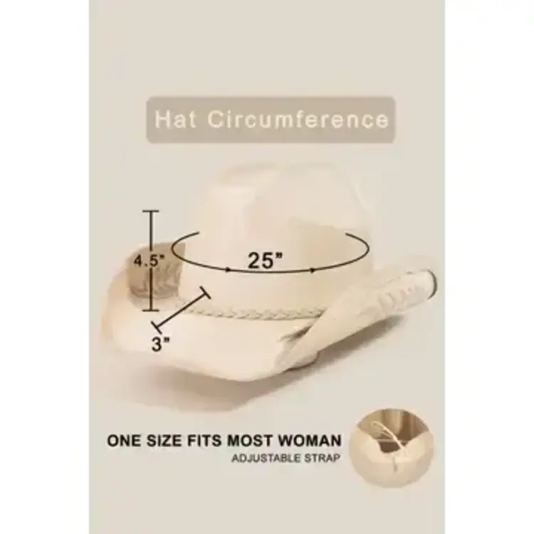 Braided Strap Embroidered  Cowboy Hat