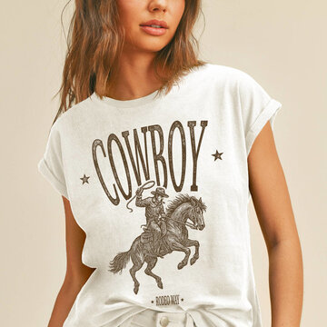 Honestee Cowboy Graphic Rolled Sleeve Tee