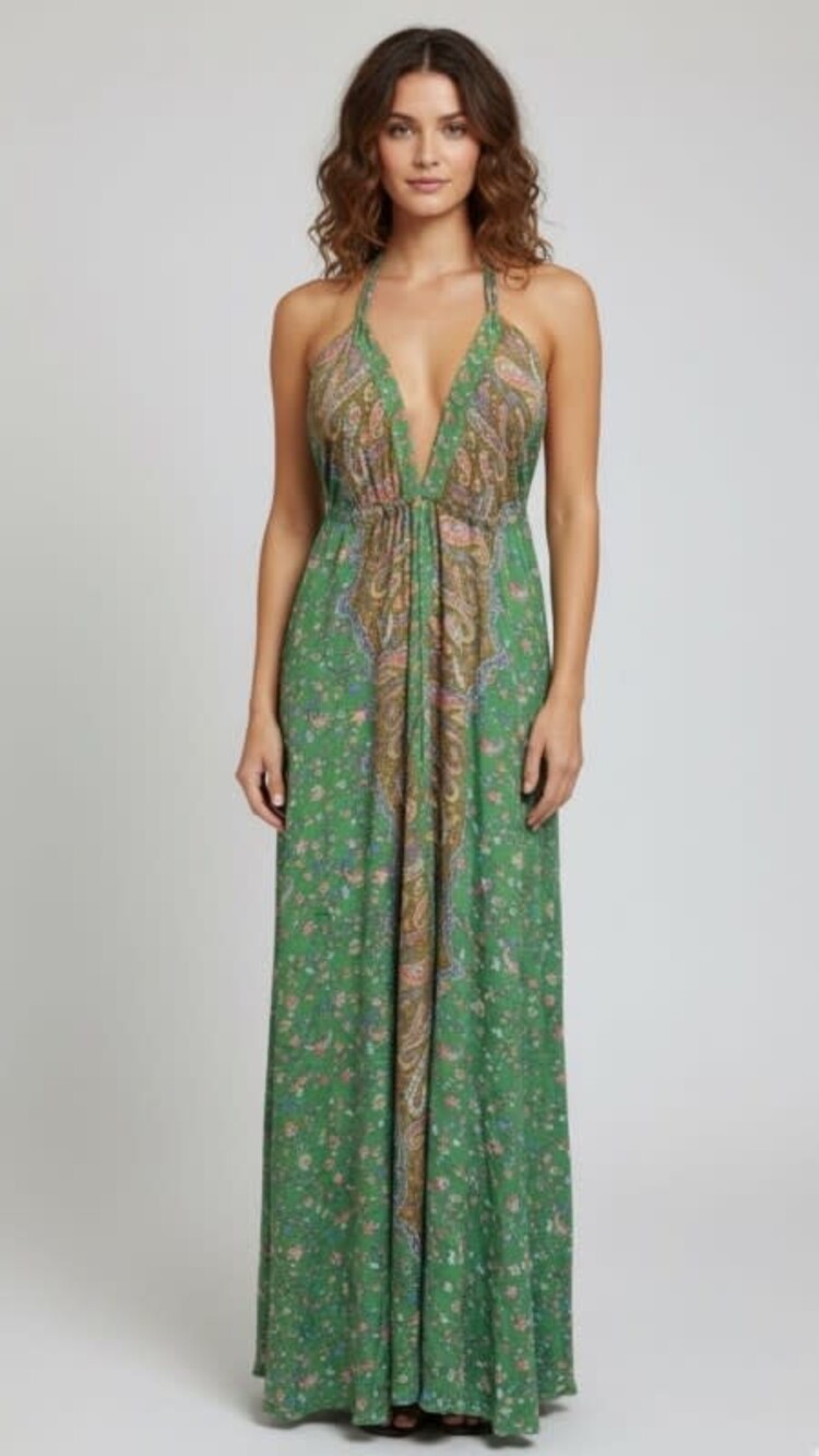 Karma Highway V-neck Halter Maxi Dress