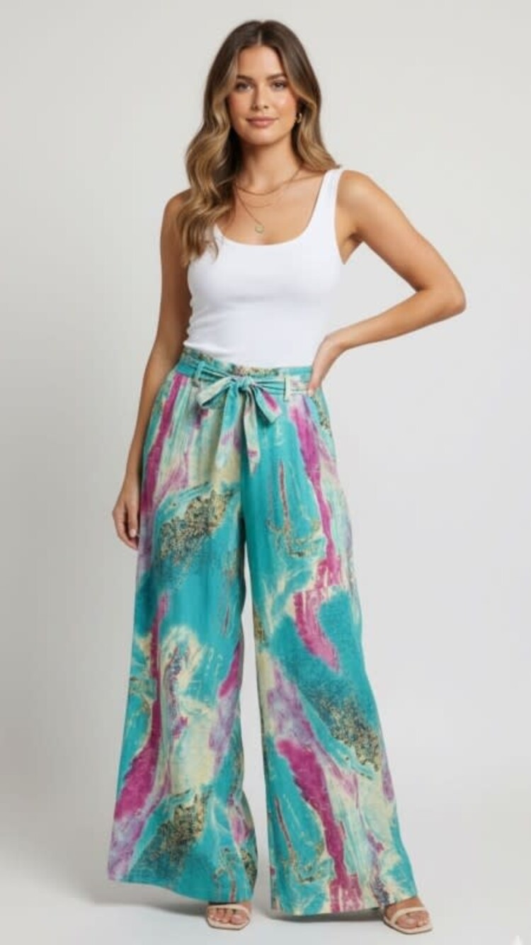 Karma Highway Elastic Waist Front Tie Pants