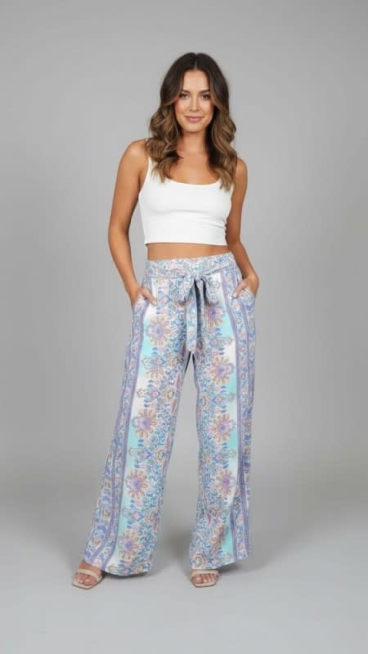 Karma Highway Elastic Waist Front Tie Pants