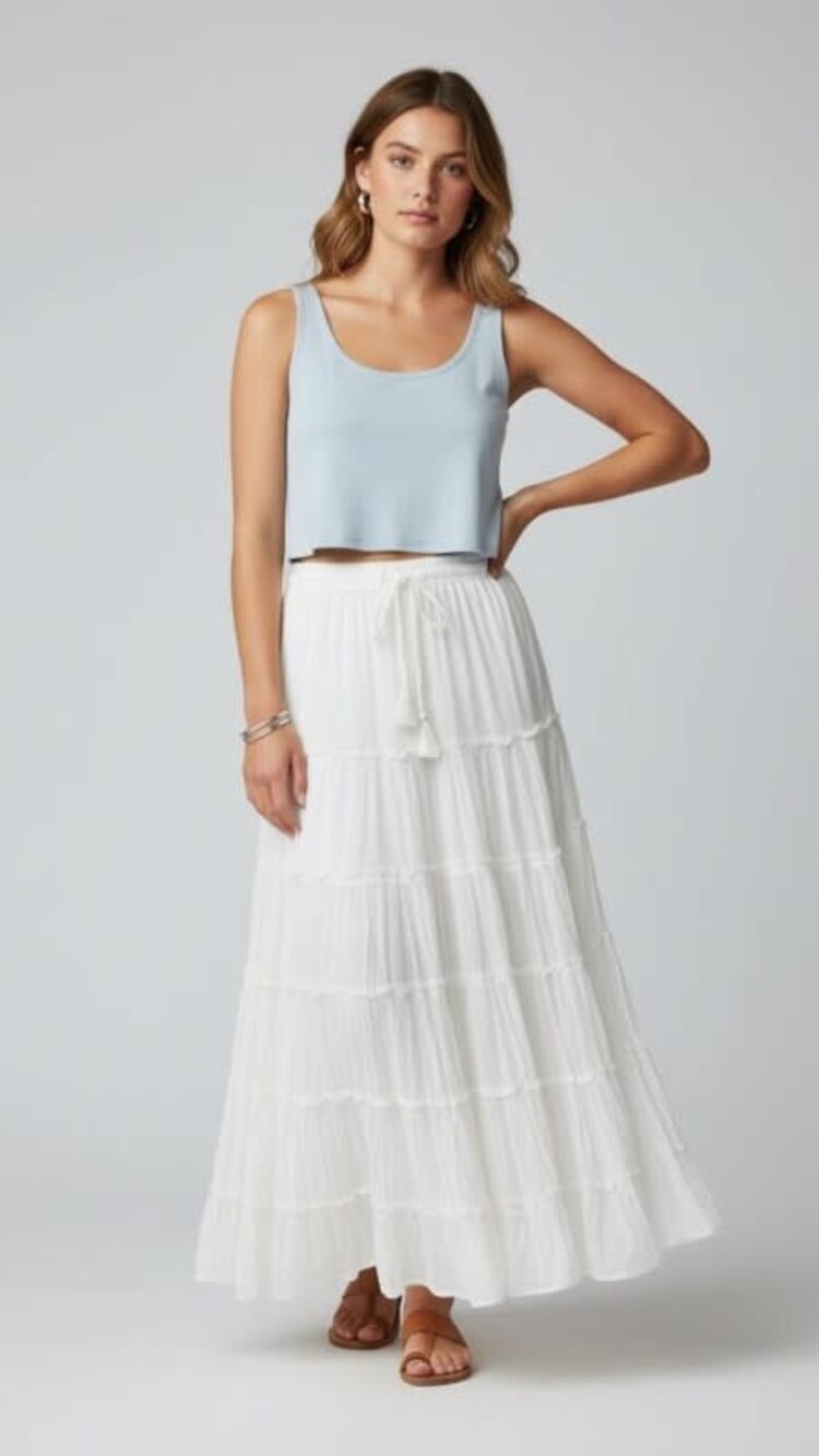 Karma Highway Tiered Cotton Maxi Skirt