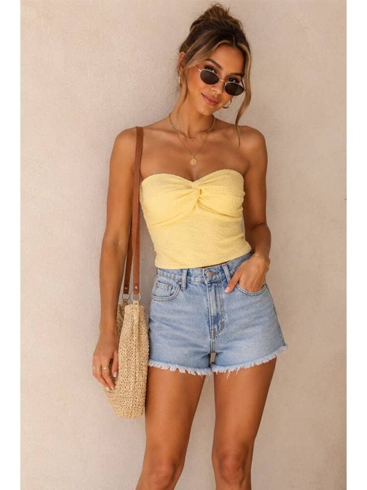 Smocked Twist Front Bandeau Top