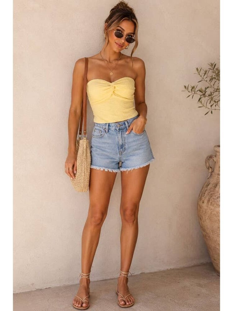 Smocked Twist Front Bandeau Top