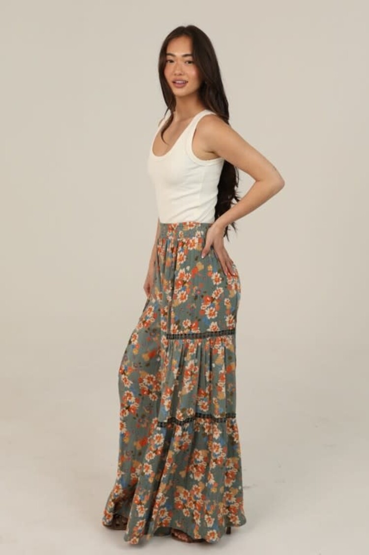 Wide Leg Floral Pants w/Inserts