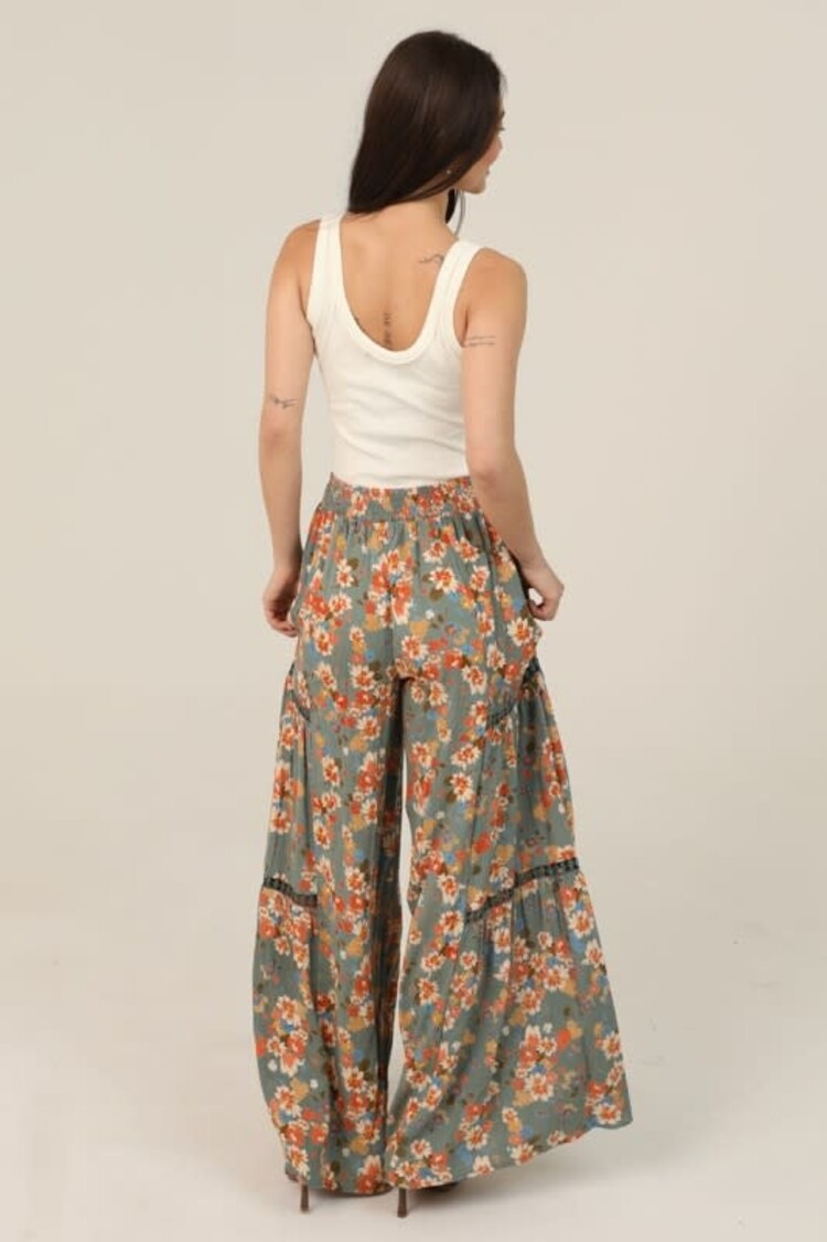 Wide Leg Floral Pants w/Inserts