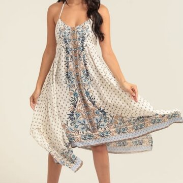 V Neck Hanky Hem Dress