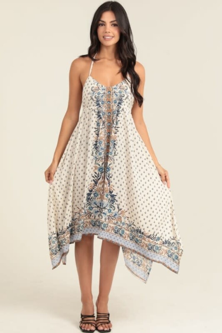 V Neck Hanky Hem Dress
