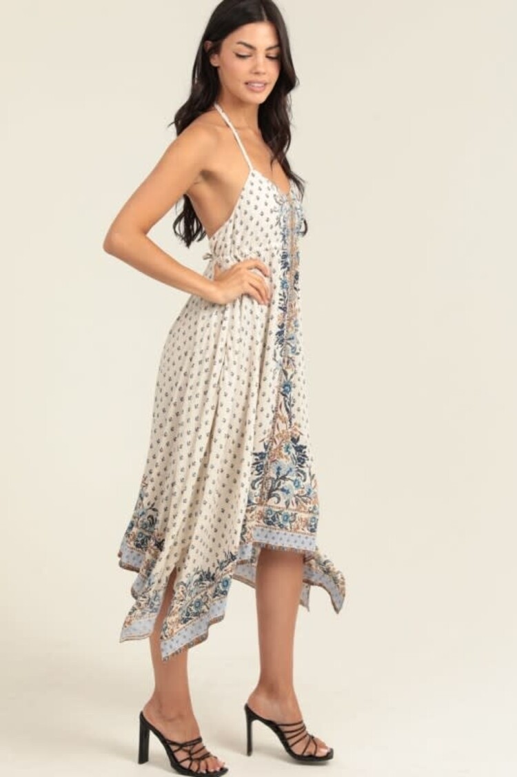 V Neck Hanky Hem Dress