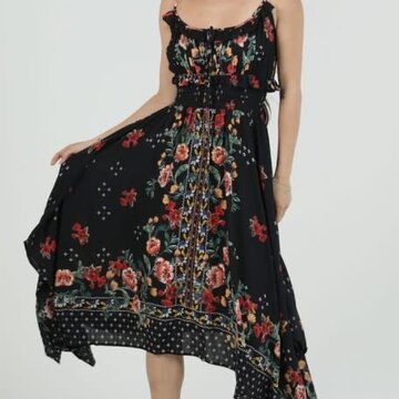 Hanky Hem Floral Midi Dress