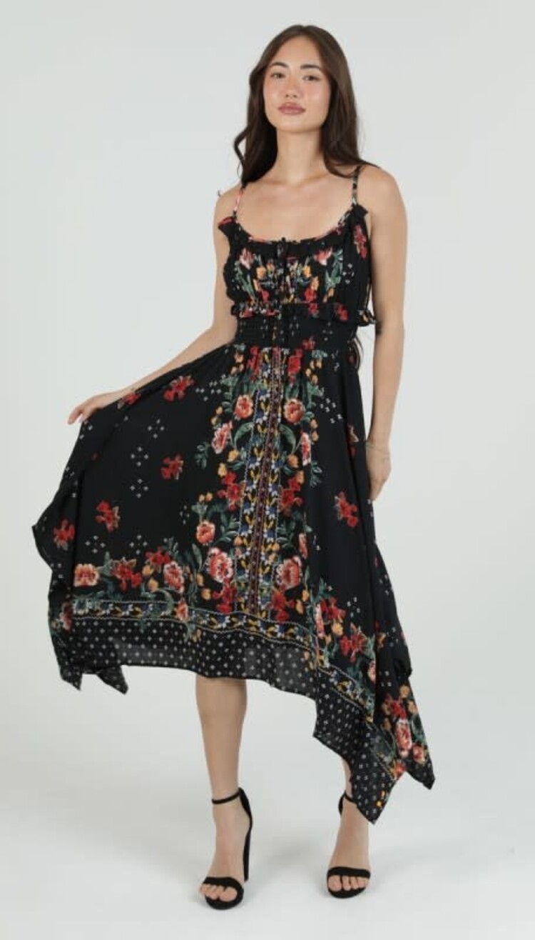 Hanky Hem Floral Midi Dress