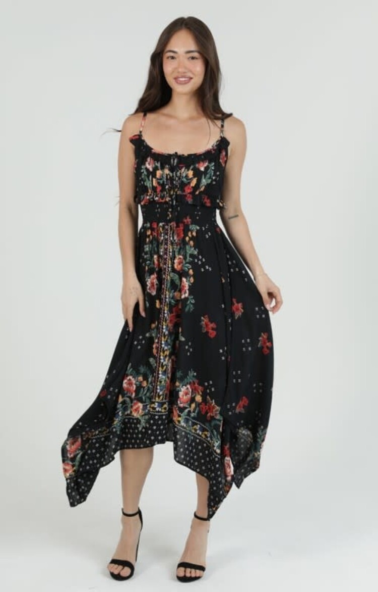 Hanky Hem Floral Midi Dress
