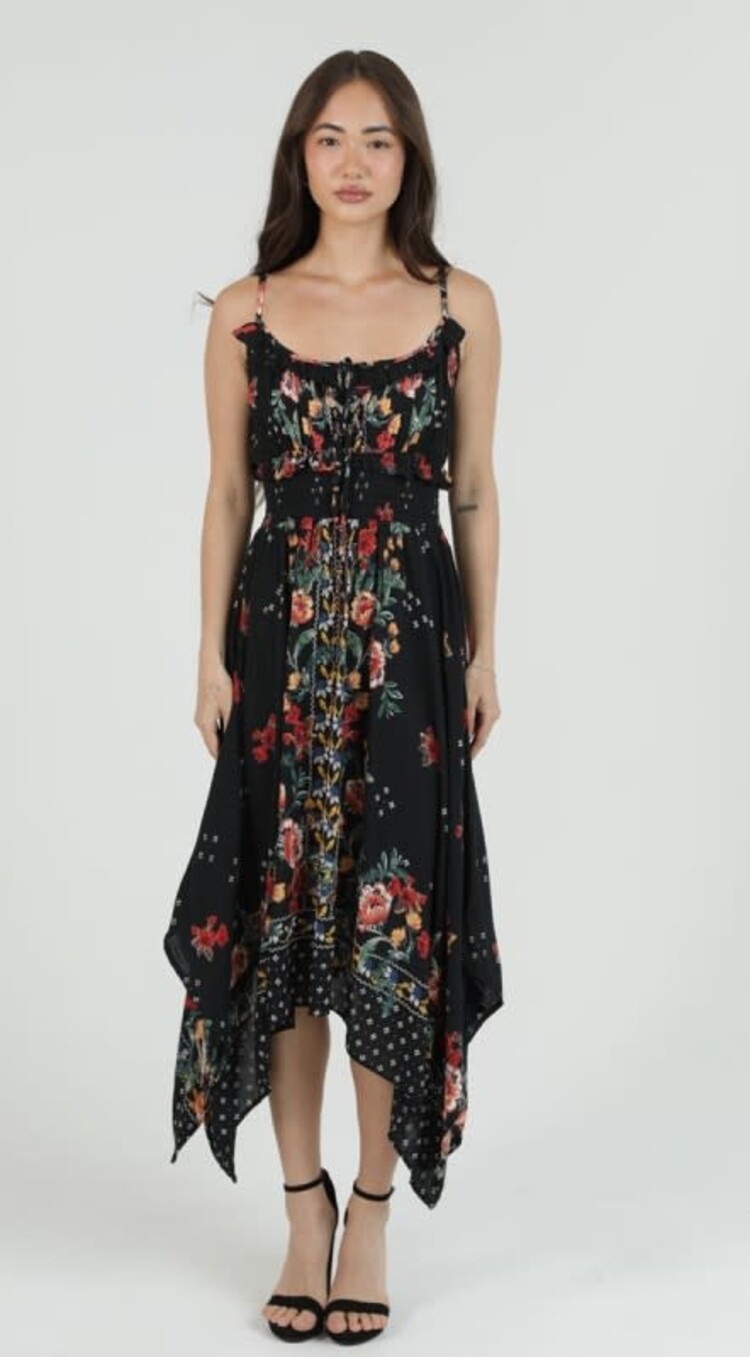 Hanky Hem Floral Midi Dress