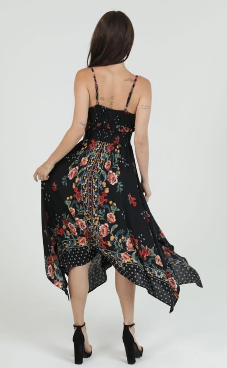 Hanky Hem Floral Midi Dress