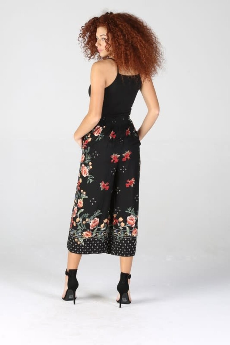 Wide Leg Cropped Floral Pants