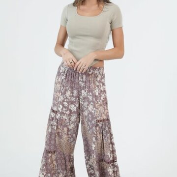 Wide Leg Floral Pants w/Inserts