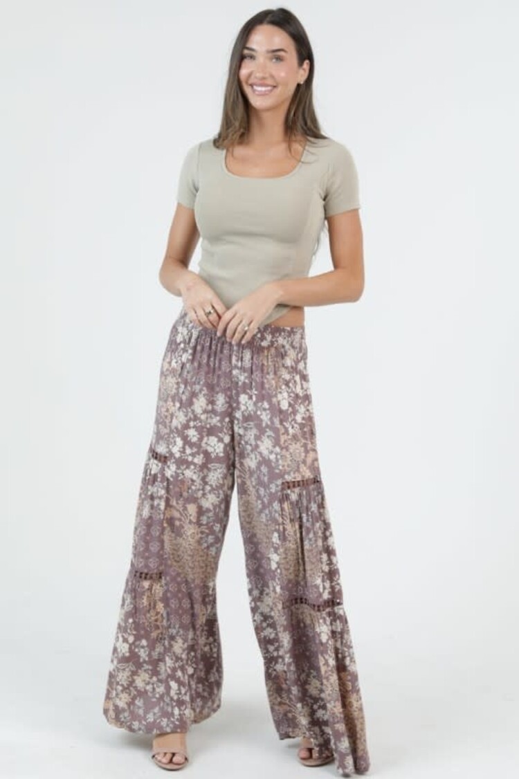 Wide Leg Floral Pants w/Inserts