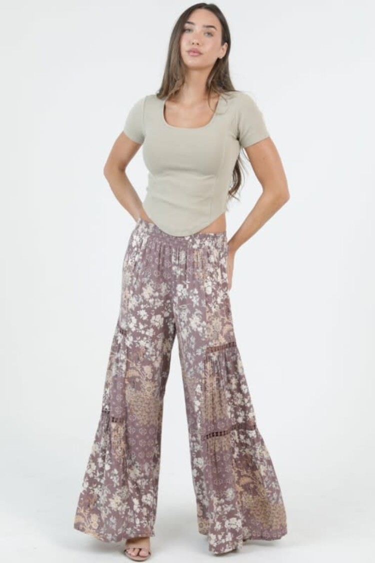 Wide Leg Floral Pants w/Inserts