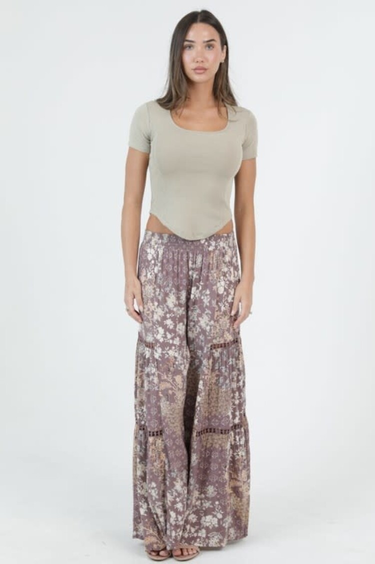 Wide Leg Floral Pants w/Inserts