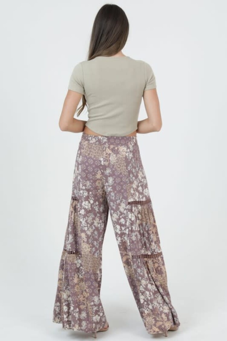 Wide Leg Floral Pants w/Inserts