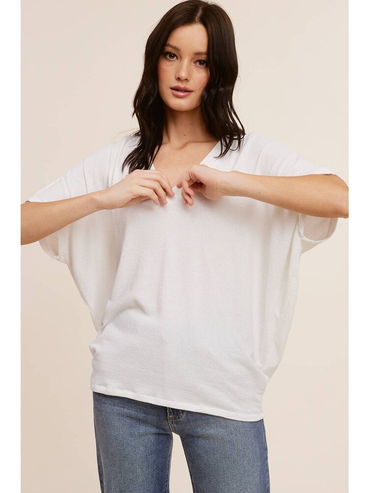 V-Neck Short Sleeve Pocketed Top