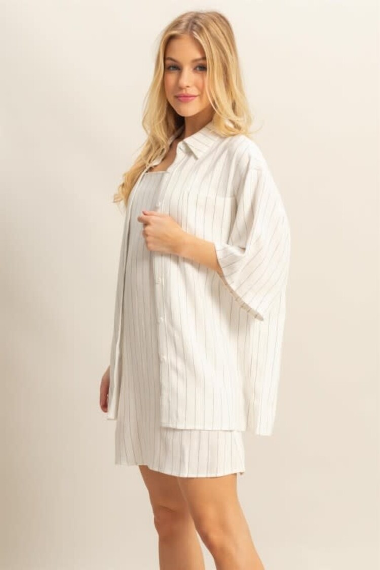 2-PC Striped Shirt Dress Set