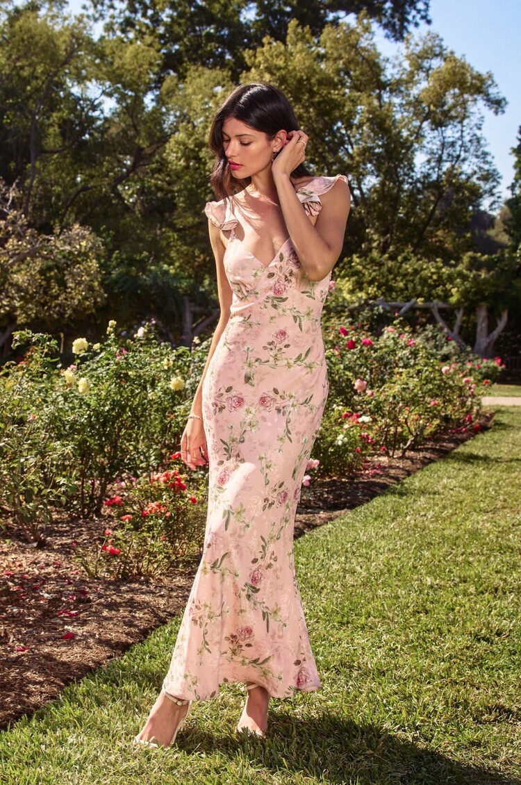 Floral Flutter Maxi Dress