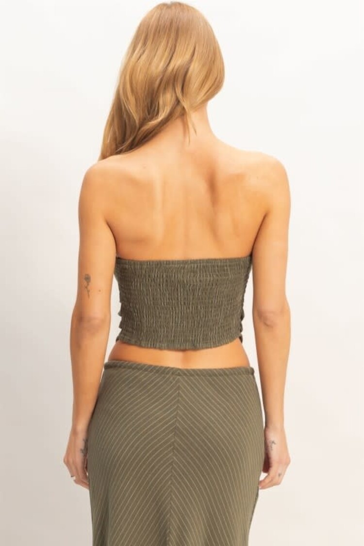 Striped Bandeau Drape Top