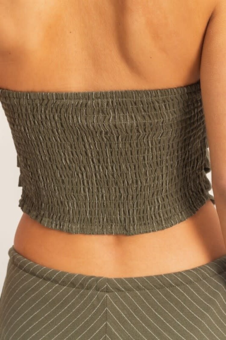 Striped Bandeau Drape Top