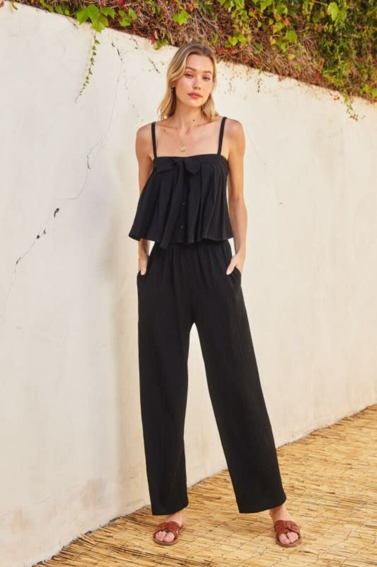 Crinkled Tie Shoulder Cami Top