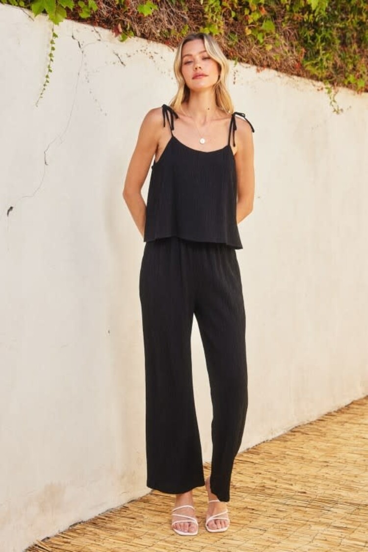 Crinkled Tie Shoulder Cami Top