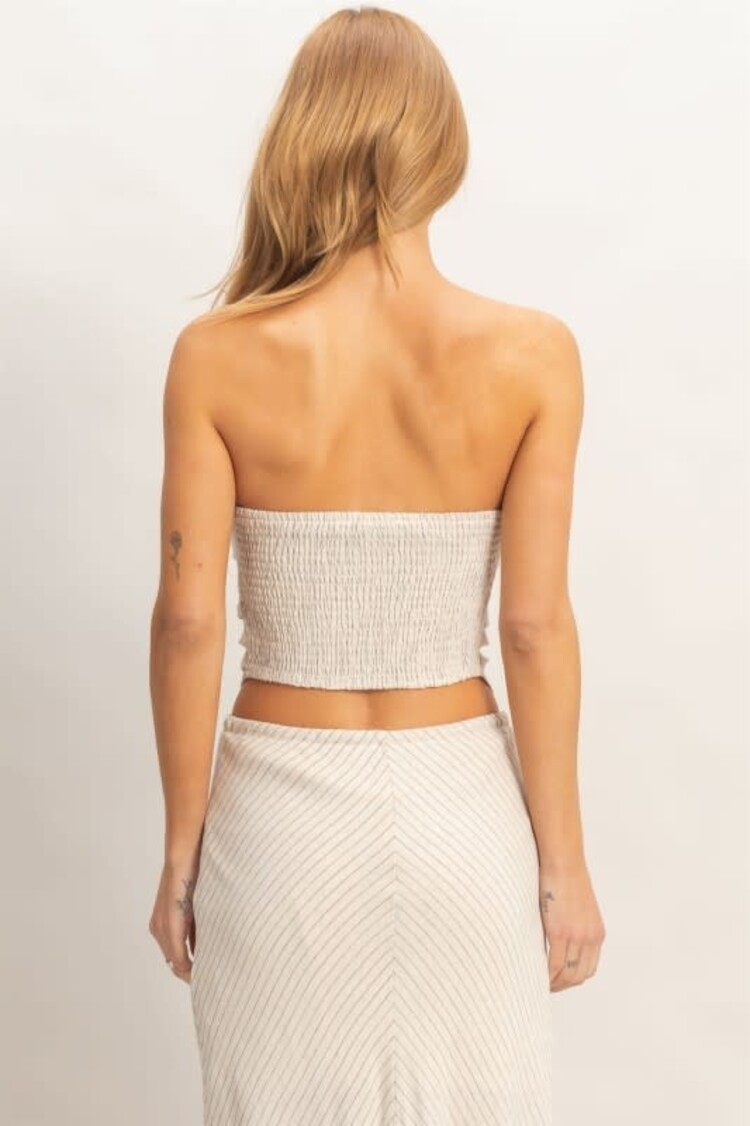 Striped Bandeau Drape Top