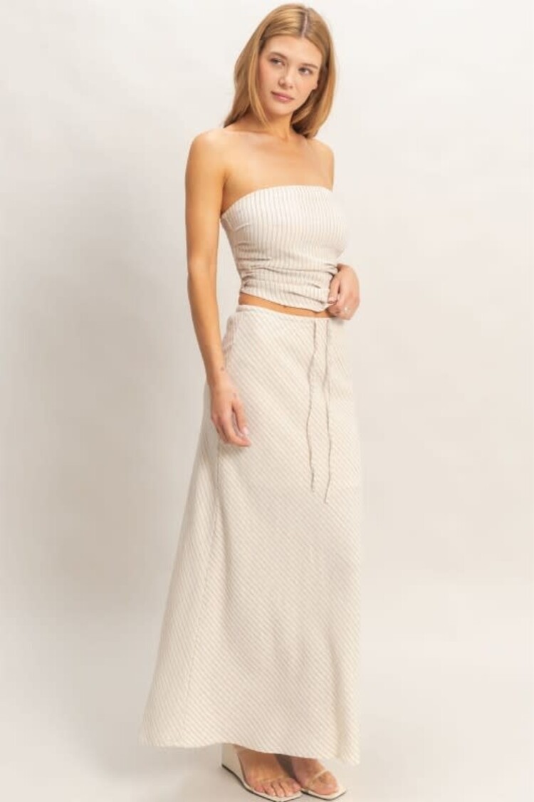 Striped Bandeau Drape Top